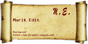 Marik Edit névjegykártya